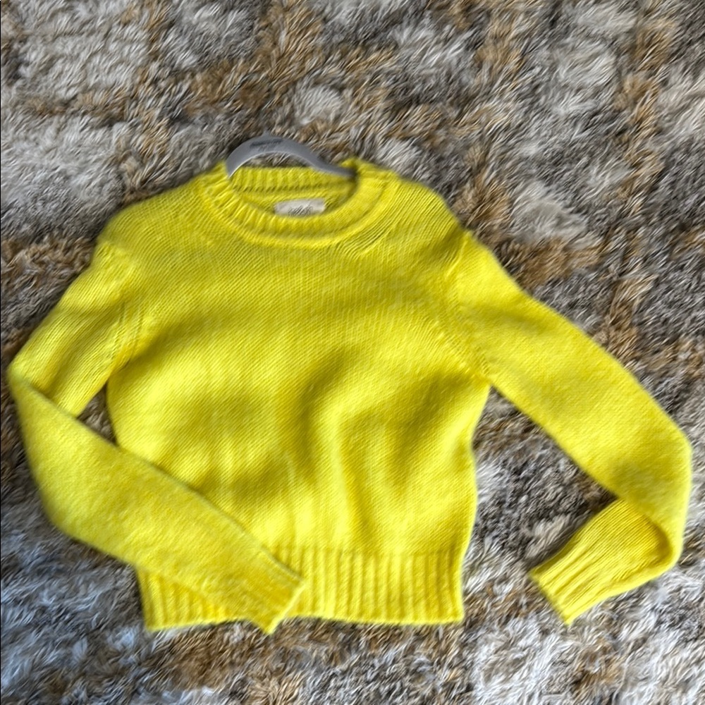 ba&sh Yellow Crew Neck Sweater with Ribbed Neckline
